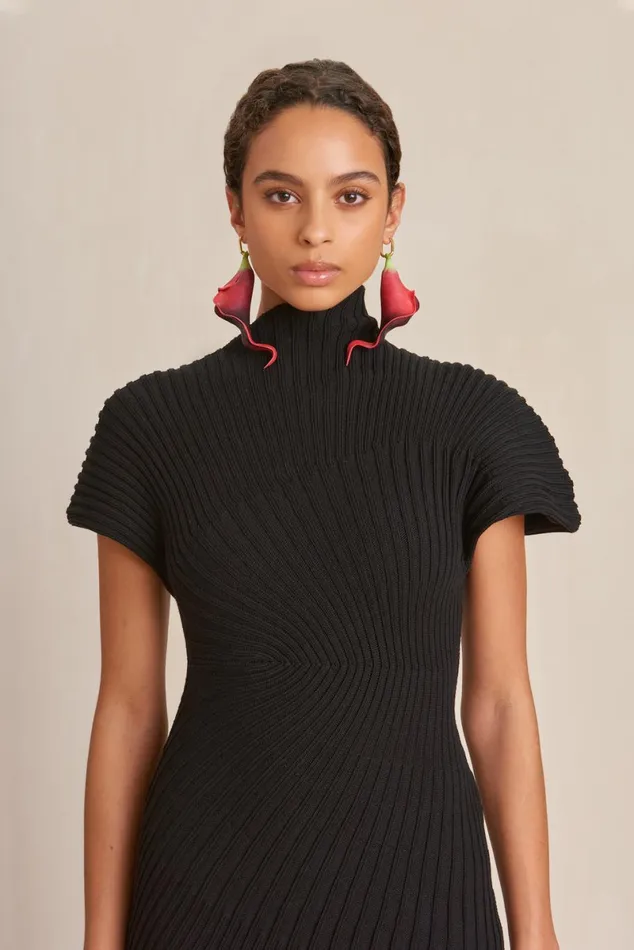 Women Cult Gaia Dresses CHRYSTA KNIT DRESS 8211 BLACK