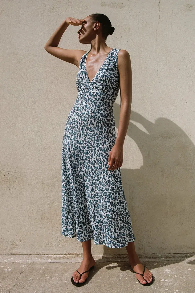 Women Faithfull The Brand Dresses Jardin Midi Dress Leilani Mid Blue