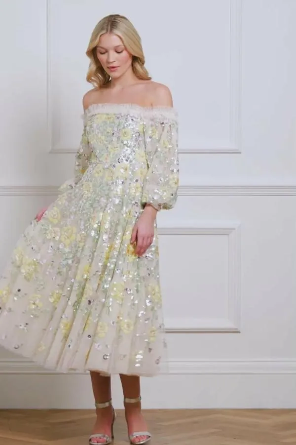 Women Needle and Thread Elina Rose OffShoulder Ballerina Dress Champagne Women Needle and Thread Elina Rose OffShoulder Ballerina Dress Champagne
