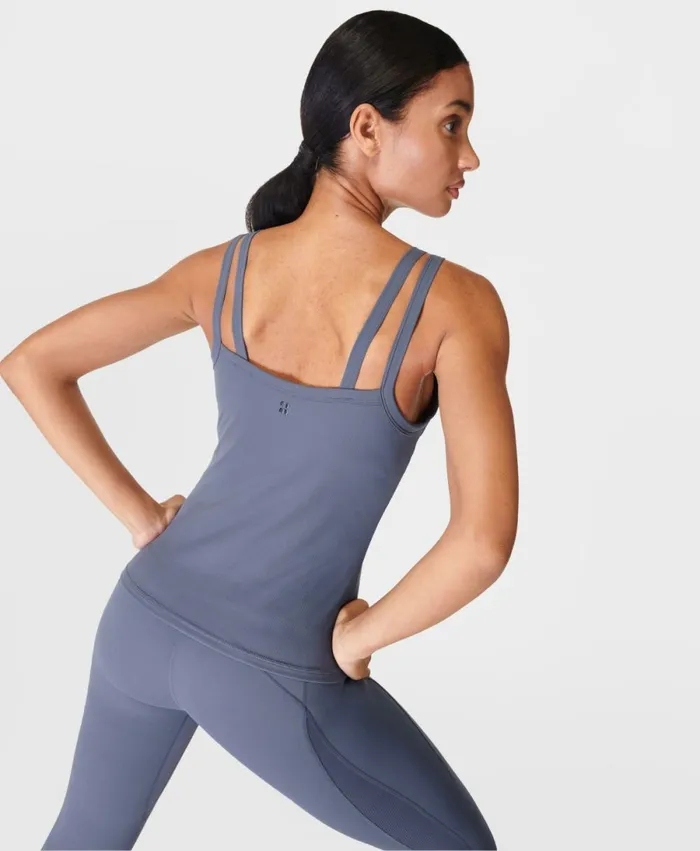 Women Super Soft Rib Twin Strap Vest Endless Blue Sweaty Betty Vest Tops