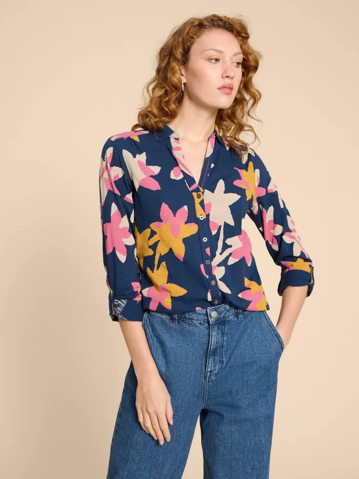 Women White Stuff Clothing ANNIE JERSEY PRINT SHIRT