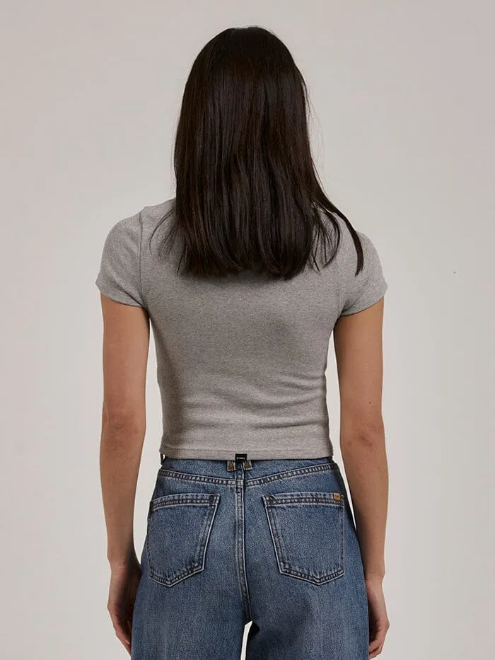 Womens Coat Of Y2K Tee Grey Marle Thrills Tops and Tees