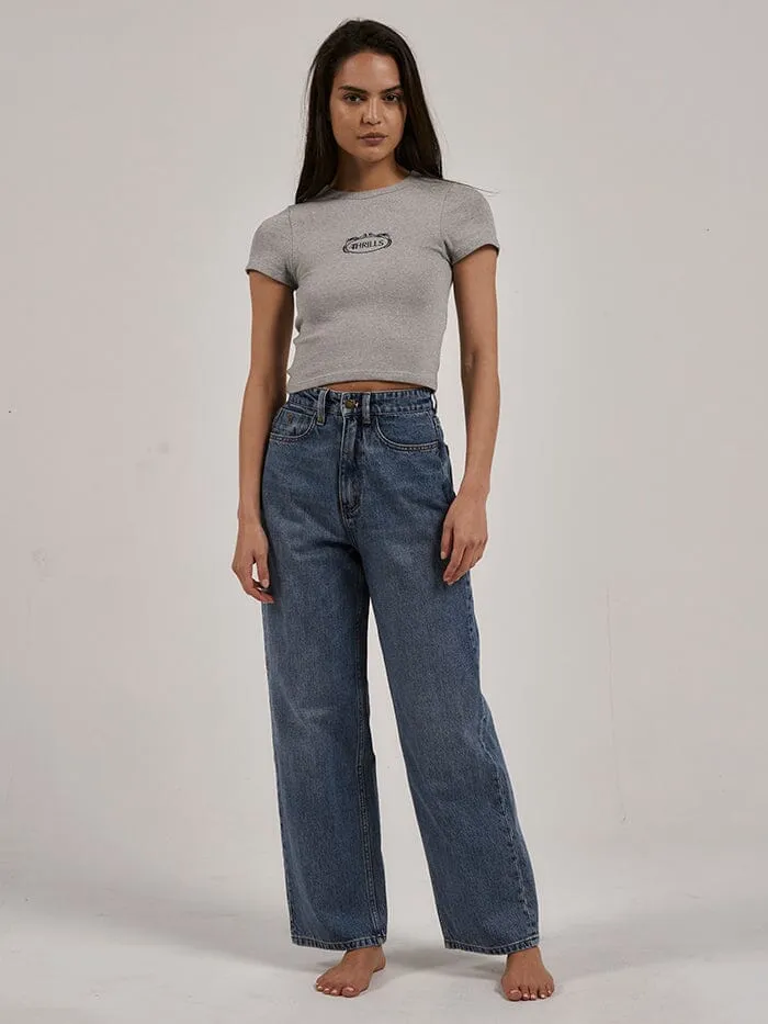 Womens Coat Of Y2K Tee Grey Marle Thrills Tops and Tees