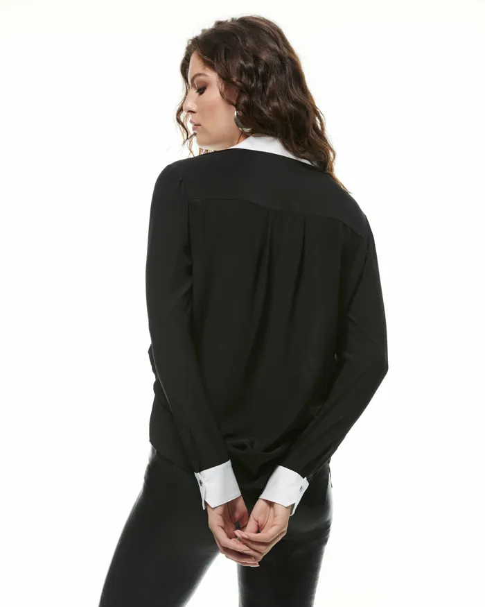 20th Anniversary Capsule Benton Shirt 8211 Black Silk Women Tops and Blouses PAIGE