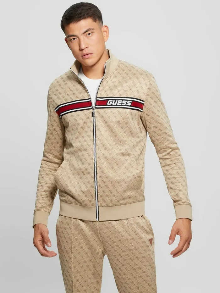 Activewear GUESS Men Eco Korbin Track Jacket 4g Aop Beige Blanco