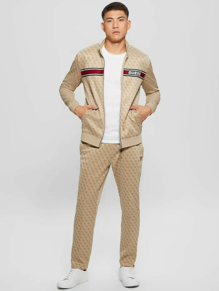 Activewear GUESS Men Eco Korbin Track Jacket 4g Aop Beige Blanco Activewear GUESS Men Eco Korbin Track Jacket 4g Aop Beige Blanco