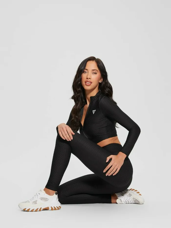 Activewear Women GUESS Eco Delma Active Zip Jacket Jet Black Multi Activewear Women GUESS Eco Delma Active Zip Jacket Jet Black Multi