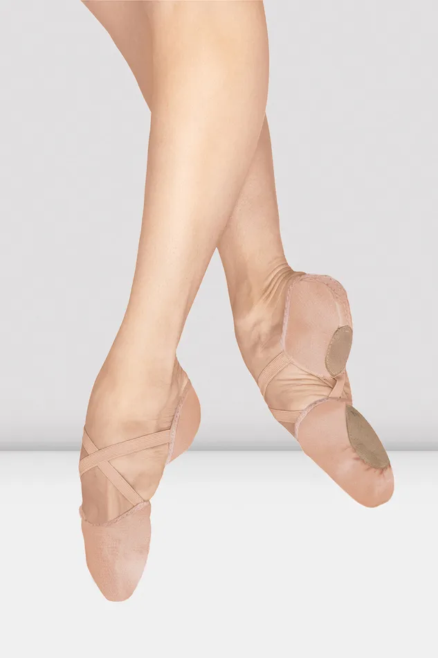 Adult Bloch Ladies Elastosplit Canvas Ballet Shoes Pink Canvas Ballet