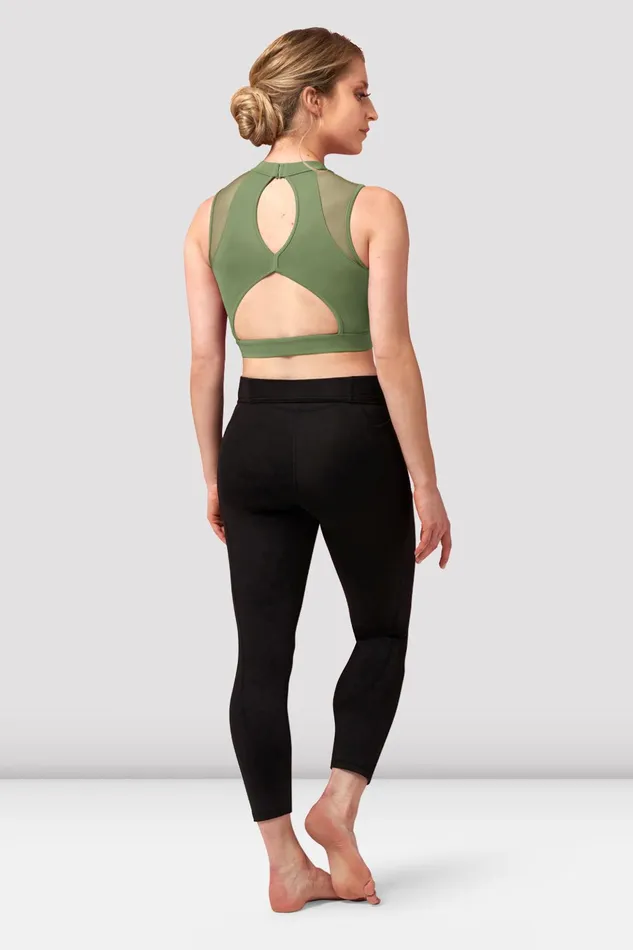 Adult Bloch Ladies Natalia Open Back Crop Top Sage Tops