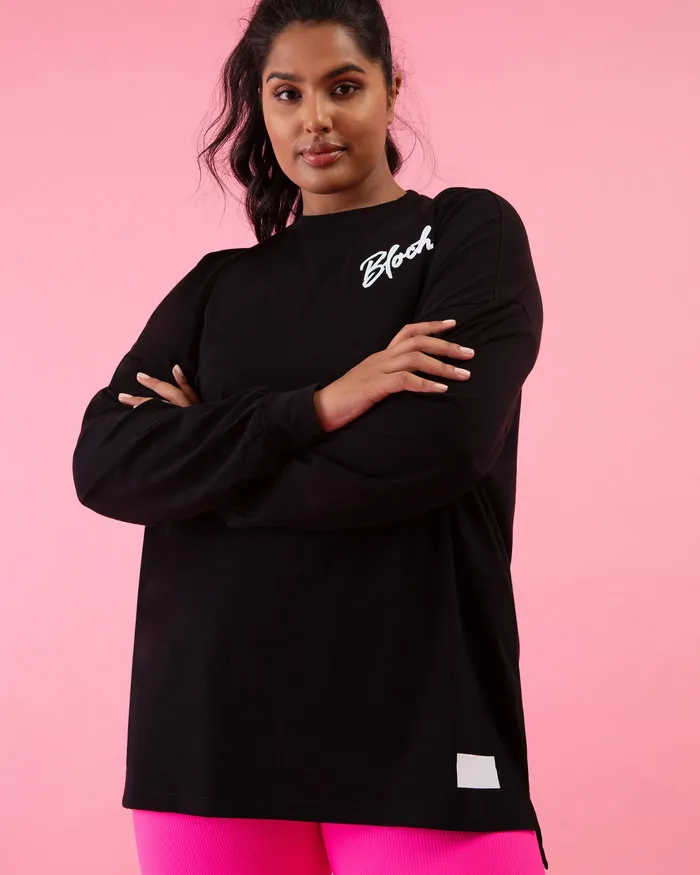 Adult Bloch Play Oversized LS Tee Graphite Tops Bloch