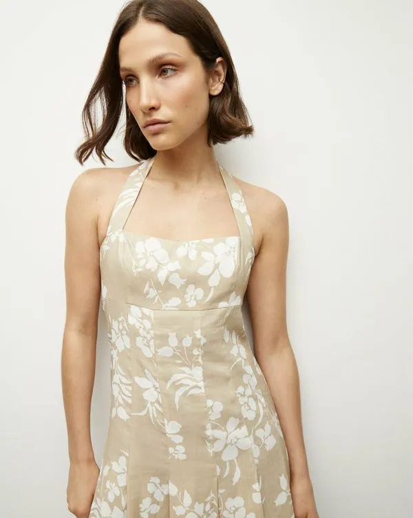 Amalia StretchLinen Dress Stone Khakiandoffwhite Women Veronica Beard Dresses Amalia StretchLinen Dress Stone Khakiandoffwhite Women Veronica Beard Dresses