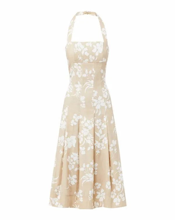 Amalia StretchLinen Dress Stone Khakiandoffwhite Women Veronica Beard Dresses Amalia StretchLinen Dress Stone Khakiandoffwhite Women Veronica Beard Dresses