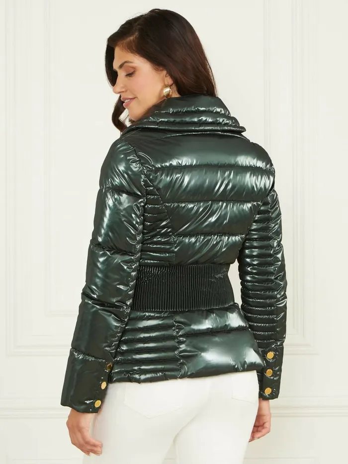 Annie Puffer Jacket Chenille Green Women Jackets and Coats GUESS Annie Puffer Jacket Chenille Green Women Jackets and Coats GUESS