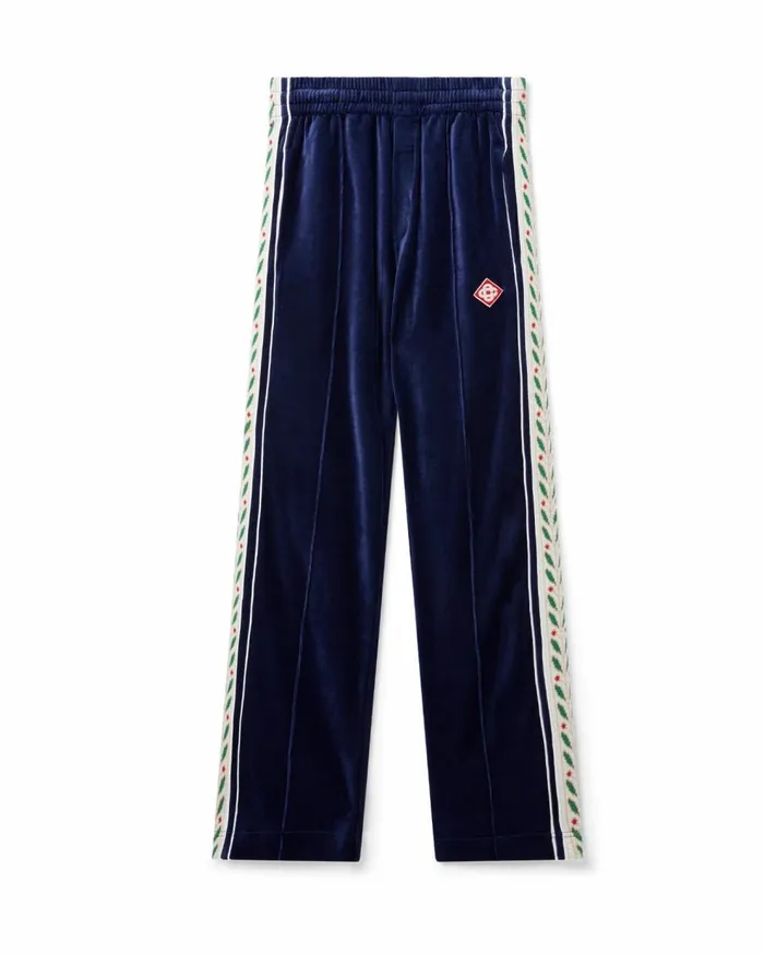 Aprs Sport Men Casablanca Paris Navy Modal Velour Laurel Taped Tracksuit Bottoms Aprs Sport Men Casablanca Paris Navy Modal Velour Laurel Taped Tracksuit Bottoms