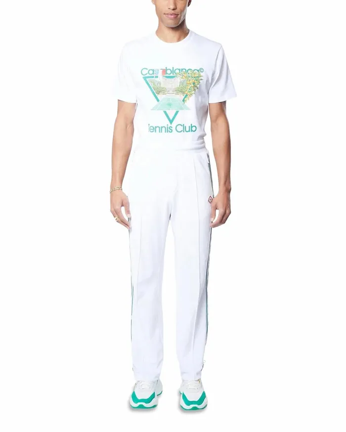 Aprs Sport Men Casablanca Paris White Modal Velour Laurel Taped Tracksuit Bottoms
