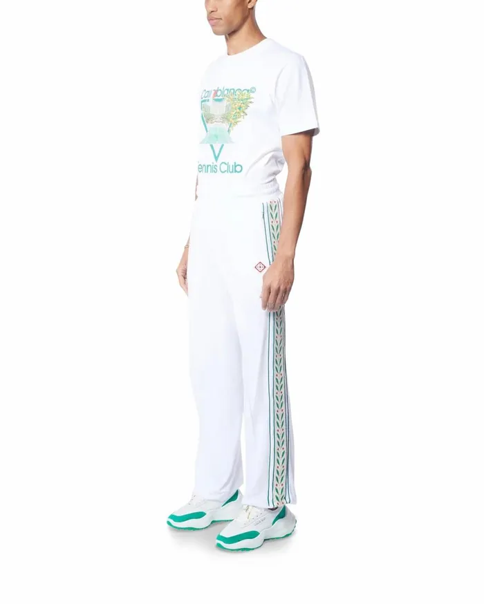 Aprs Sport Men Casablanca Paris White Modal Velour Laurel Taped Tracksuit Bottoms
