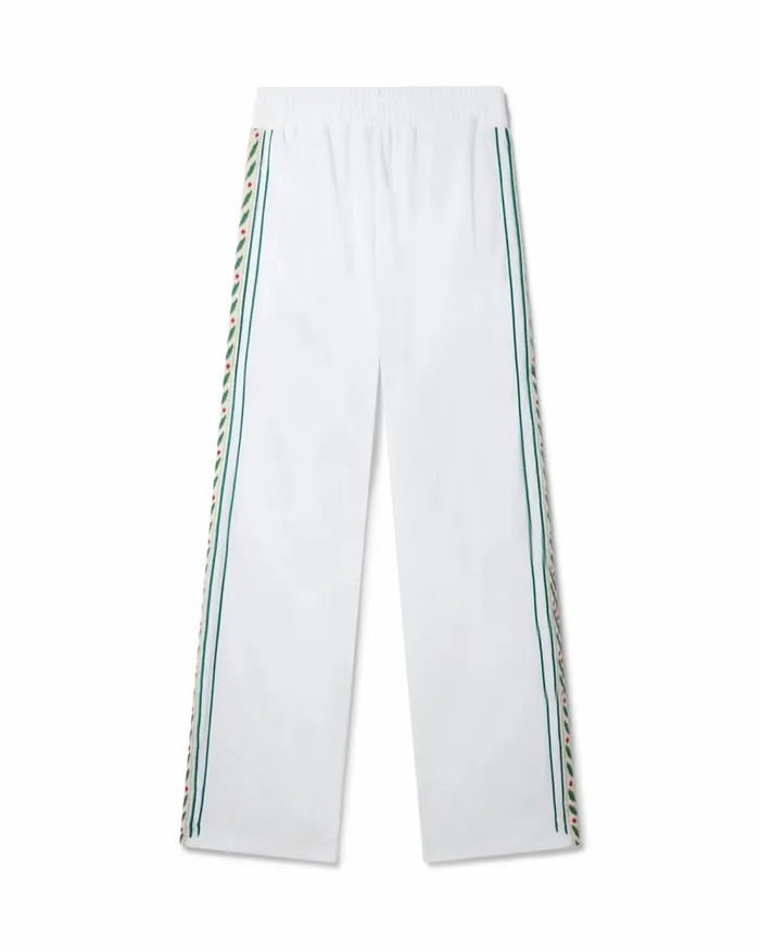 Aprs Sport Men Casablanca Paris White Modal Velour Laurel Taped Tracksuit Bottoms