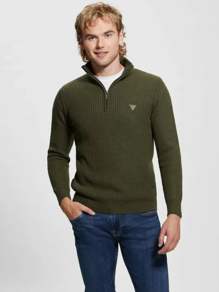 Aric Ribbed Camioner Sweater Dusty Sage Hoodies and Sweaters GUESS Men Aric Ribbed Camioner Sweater Dusty Sage Hoodies and Sweaters GUESS Men