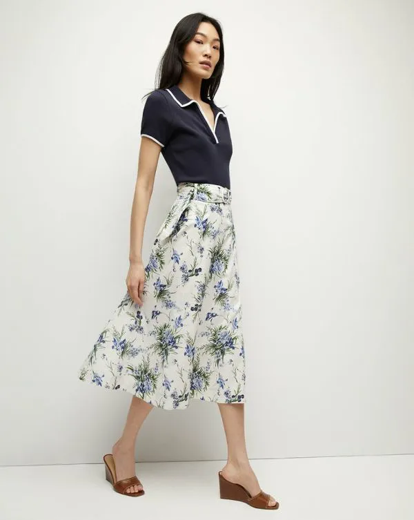 Arwen Cotton Skirt Offwhite Multi Women Veronica Beard Skirts and Shorts