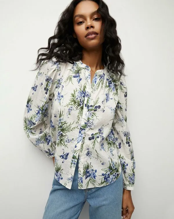 Ashlynn Cotton Top Offwhite Multi Women Veronica Beard Tops