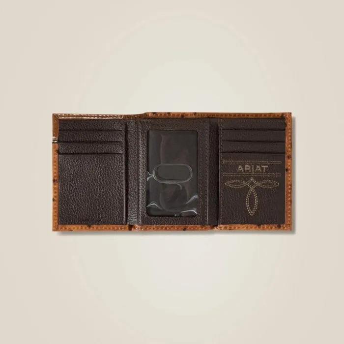 Bags and Wallets Men Ariat Ostrich Trifold Wallet Brown Bags and Wallets Men Ariat Ostrich Trifold Wallet Brown