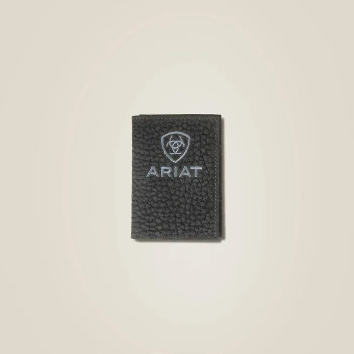 Bags and Wallets Men Ariat Pebble Leather Trifold Wallet Black