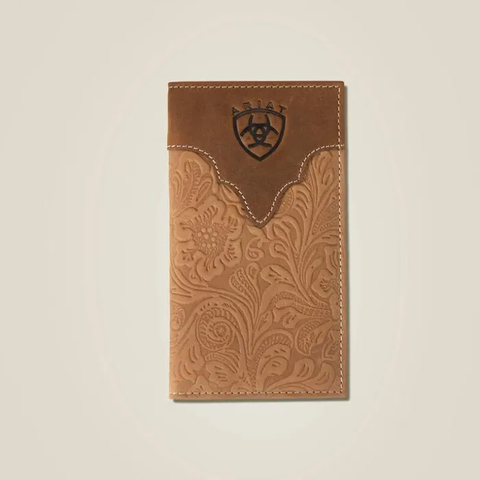 Bags and Wallets Men Ariat Tooled Leather Rodeo Wallet Brown
