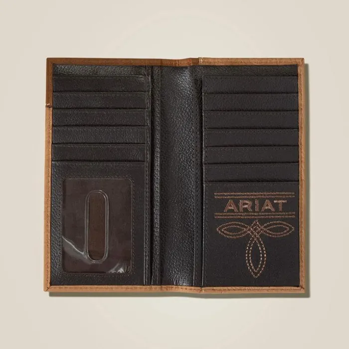 Bags and Wallets Men Ariat Tooled Leather Rodeo Wallet Brown Bags and Wallets Men Ariat Tooled Leather Rodeo Wallet Brown
