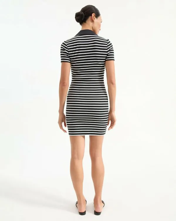 Bailey Striped Polo Dress Whiteandblack Women Veronica Beard Dresses