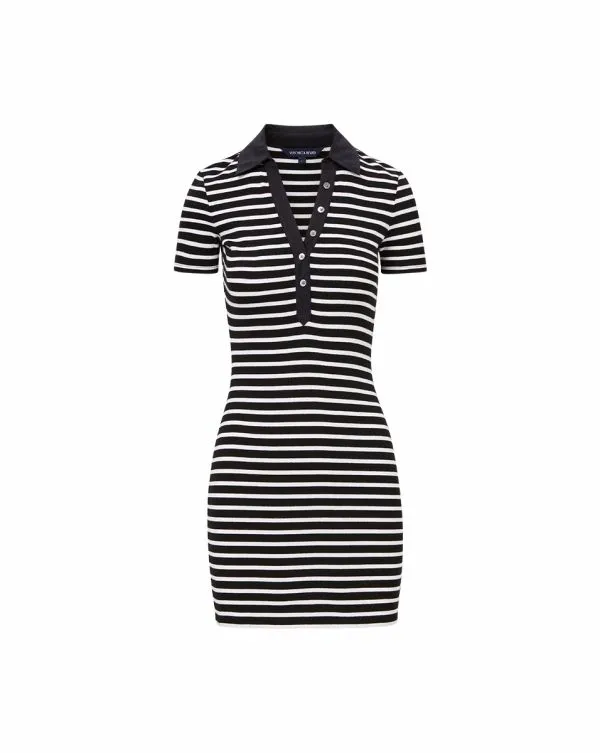 Bailey Striped Polo Dress Whiteandblack Women Veronica Beard Dresses