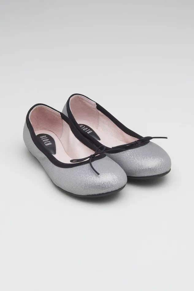 Ballet Flats Girls Leda Ballet Flats Silver Shimmer Bloch Children