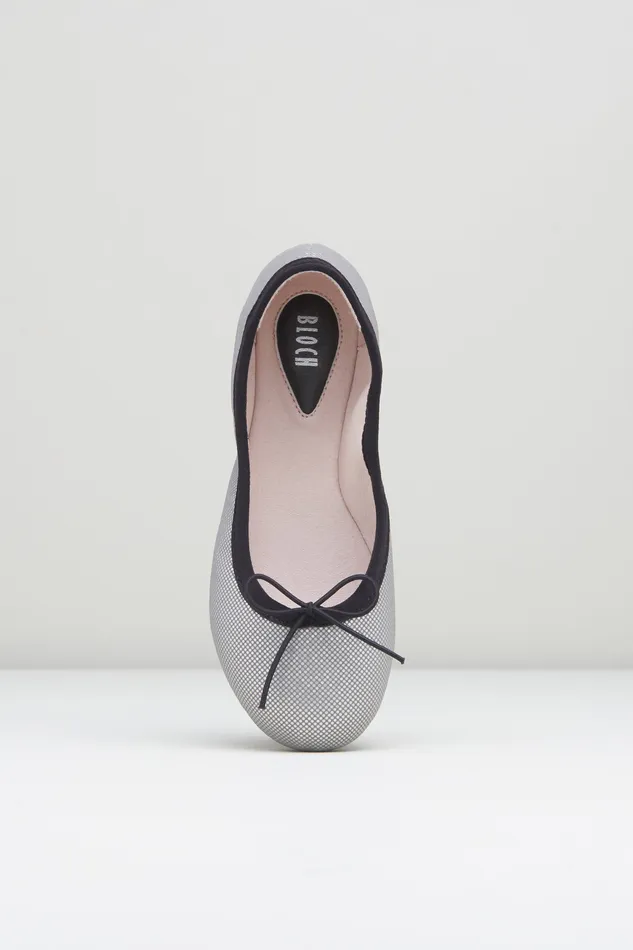 Ballet Flats Girls Leda Ballet Flats Silver Shimmer Bloch Children