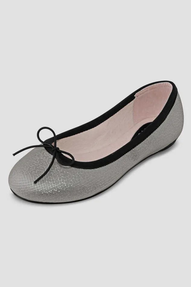 Ballet Flats Girls Leda Ballet Flats Silver Shimmer Bloch Children