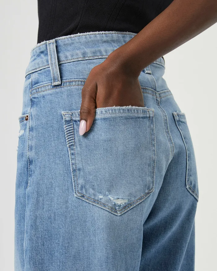 Barrel Leg PAIGE Women Alexis Petite Barrel Leg Jean 8211 Exhibition Distressed