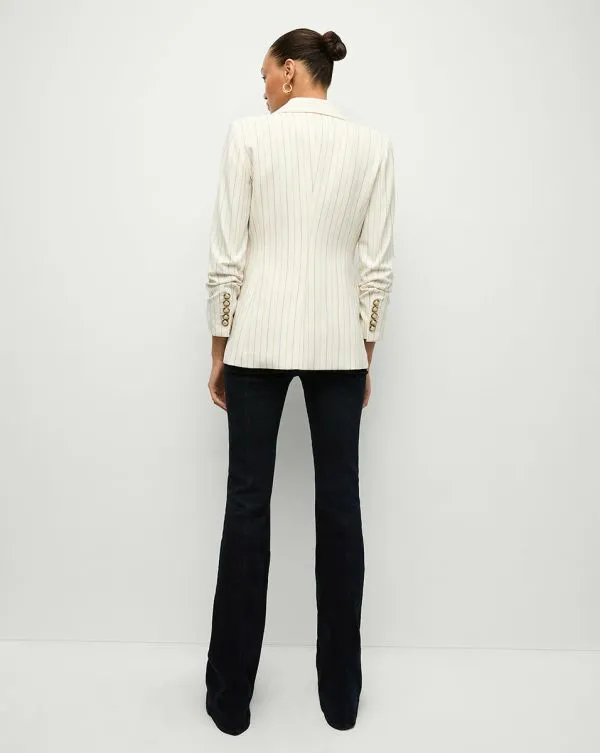 Battista Pinstriped Dickey Jacket Dove Multi Women Veronica Beard Jackets and Outerwear