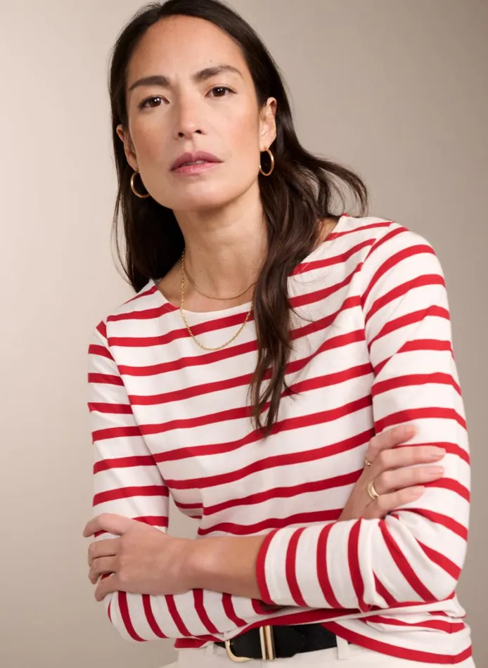 Baukjen Ashley Organic Cotton Top Soft White and Crimson Clothing
