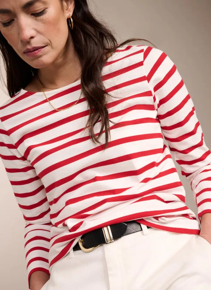 Baukjen Ashley Organic Cotton Top Soft White and Crimson Clothing