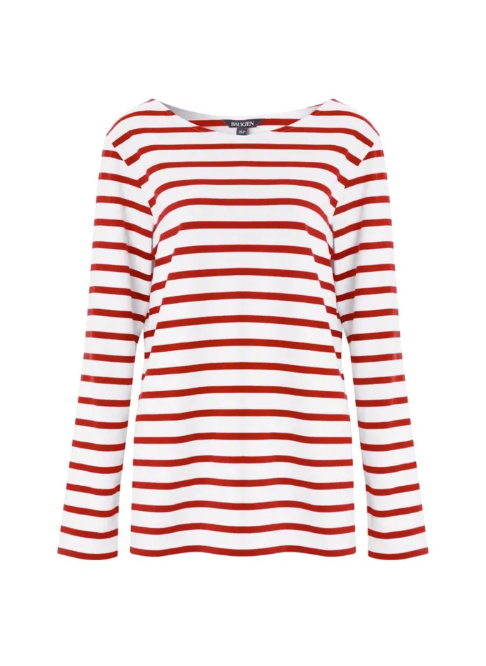 Baukjen Ashley Organic Cotton Top Soft White and Crimson Clothing