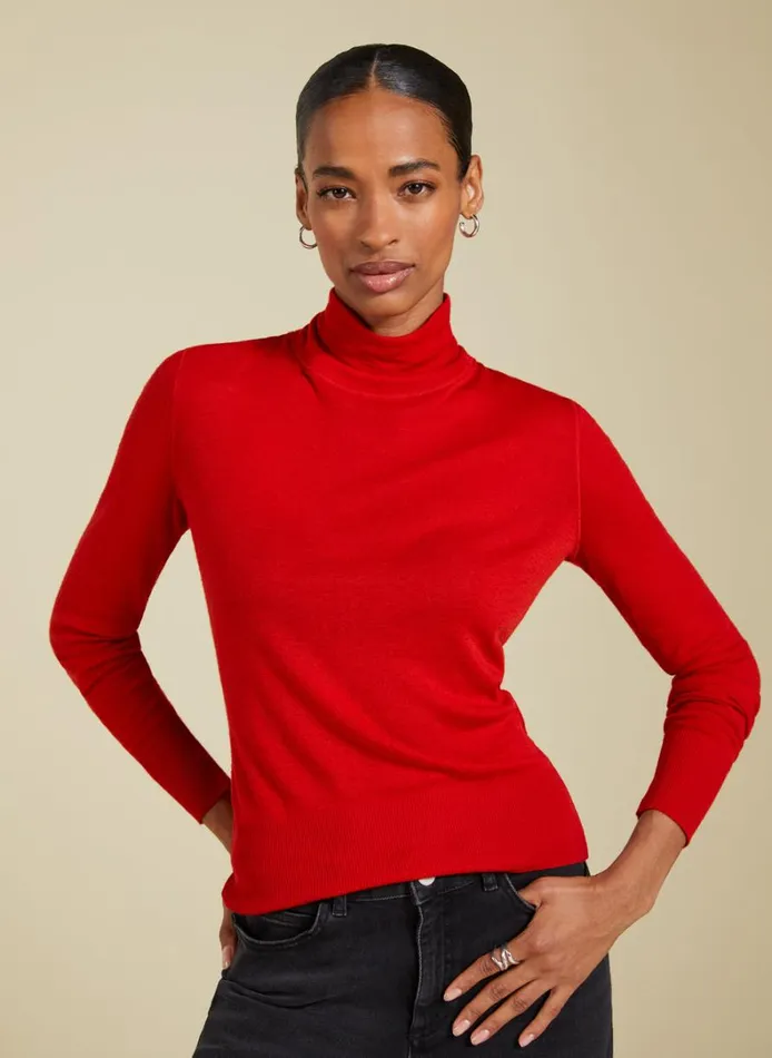 Baukjen Augustina Sheer Wool Blend Top Crimson Red Clothing