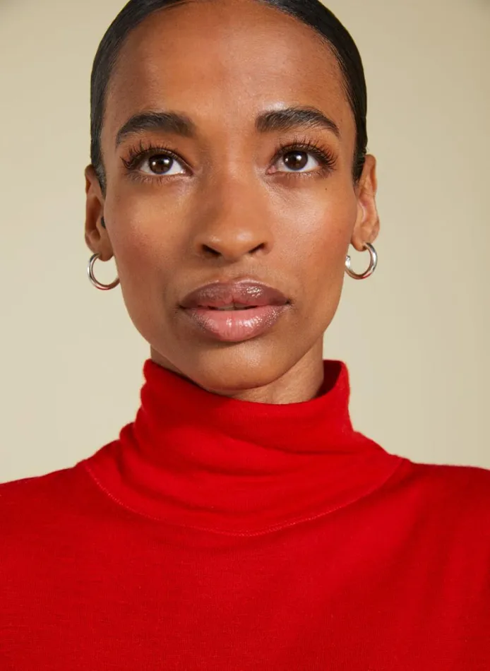 Baukjen Augustina Sheer Wool Blend Top Crimson Red Clothing