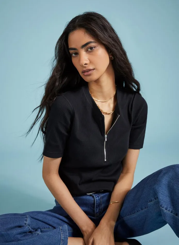 Baukjen Baukjen Essentials Organic Cotton Zip Top Caviar Black Clothing