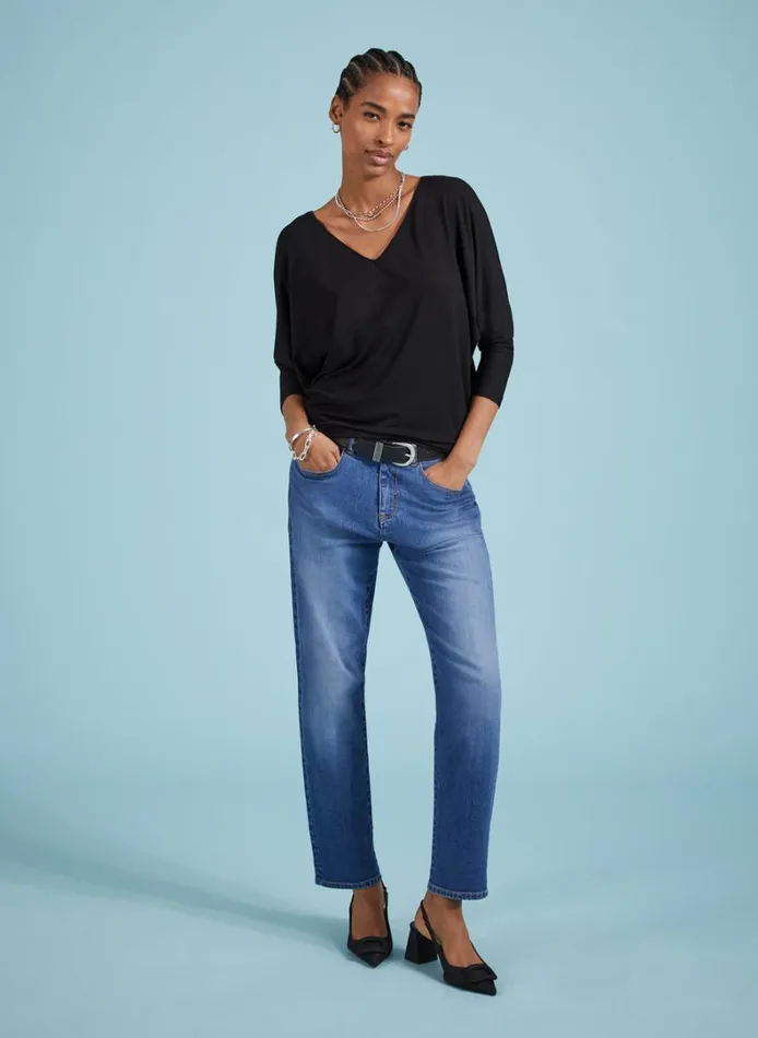 Baukjen Ella Relaxed VNeck Top Caviar Black Clothing