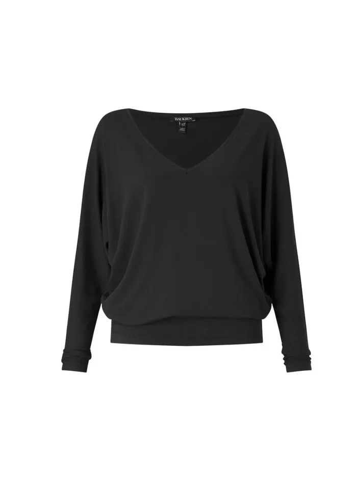 Baukjen Ella Relaxed VNeck Top Caviar Black Clothing