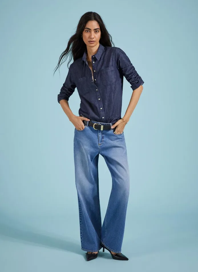 Baukjen Hattie Organic Denim Shirt Dark Indigo Clothing