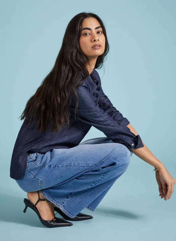Baukjen Hattie Organic Denim Shirt Dark Indigo Clothing