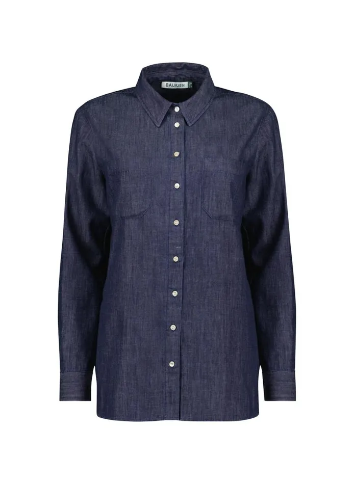Baukjen Hattie Organic Denim Shirt Dark Indigo Clothing