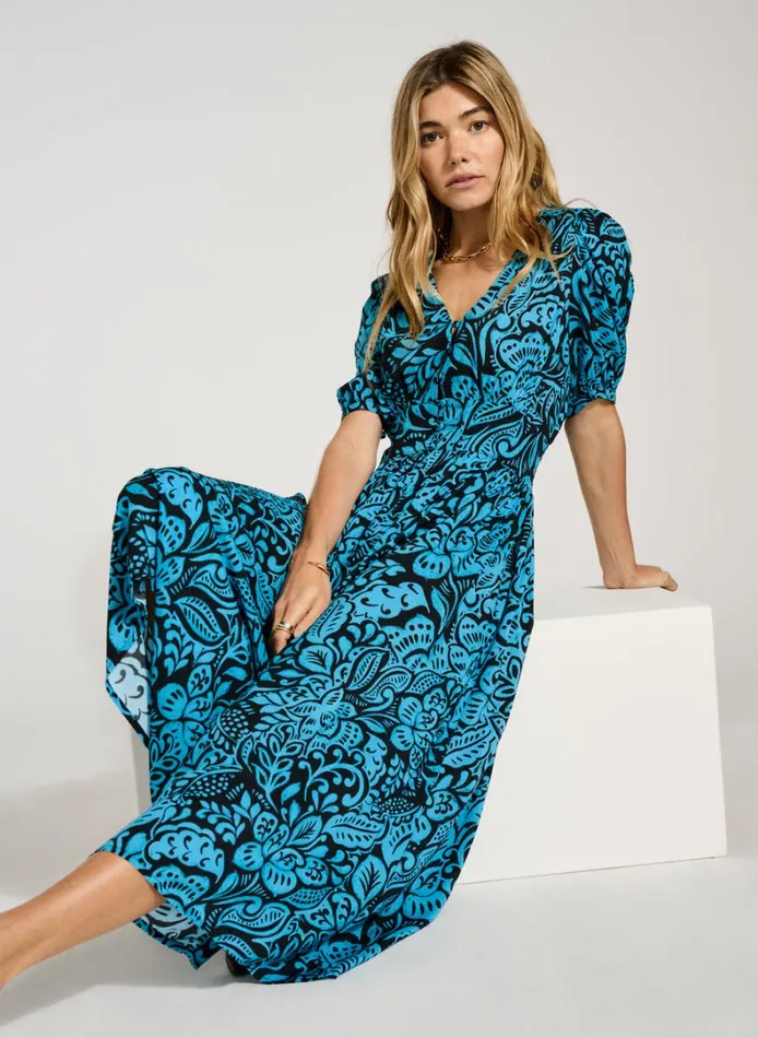 Baukjen Holly Dress Blue Stencil Clothing