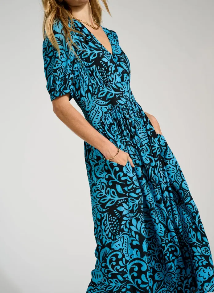 Baukjen Holly Dress Blue Stencil Clothing
