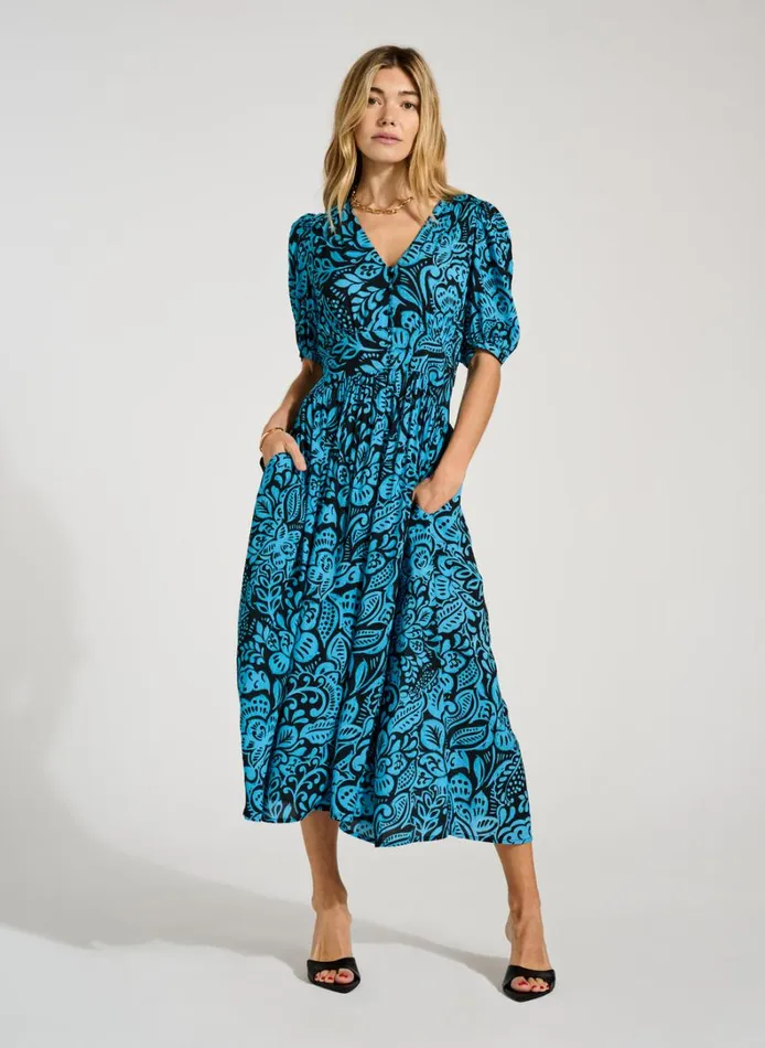Baukjen Holly Dress Blue Stencil Clothing