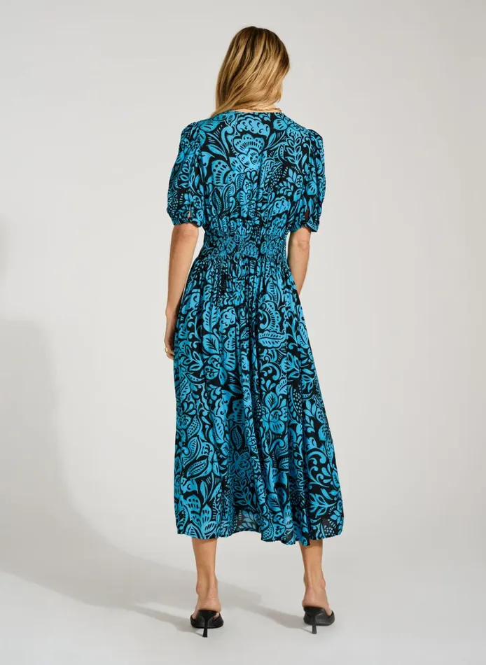 Baukjen Holly Dress Blue Stencil Clothing